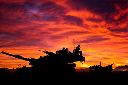 Silhouette of Marine Corps defense tank